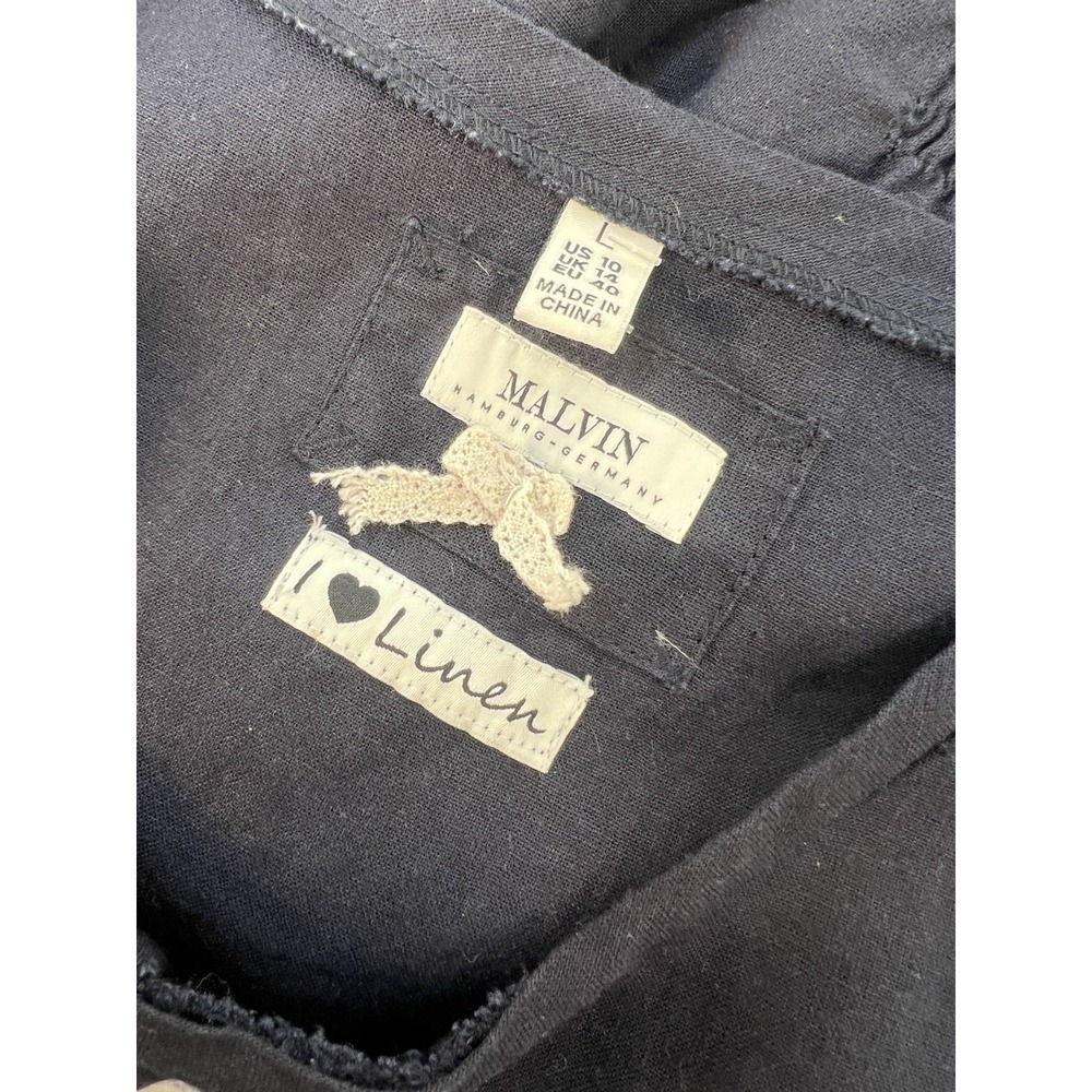 Malvin I Love Linen Women's Size 10/L Blue Shift Dress Pockets Cap Sleeve - Picture 4 of 5